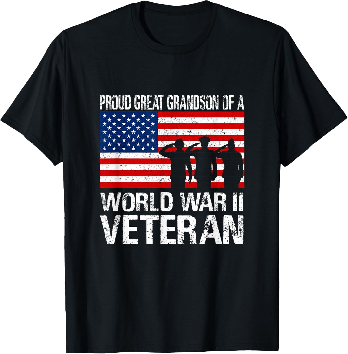 Proud Great Grandson of a WW II Veteran Family Matching Vet T-Shirt - T-Shirt | Black