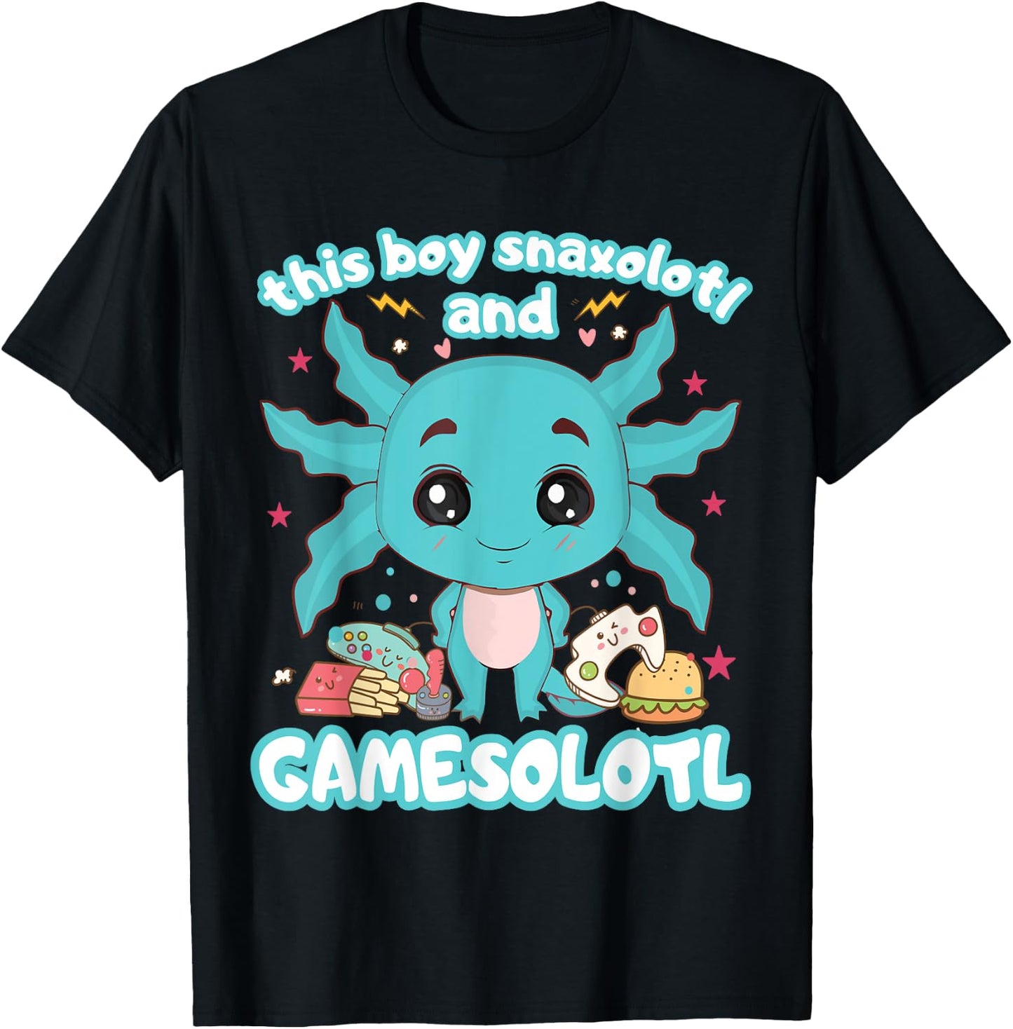 Gamesolotl Gamer Axolotl Gamer Boy Snaxolotl Gamesolotl T-Shirt - T-Shirt | Black