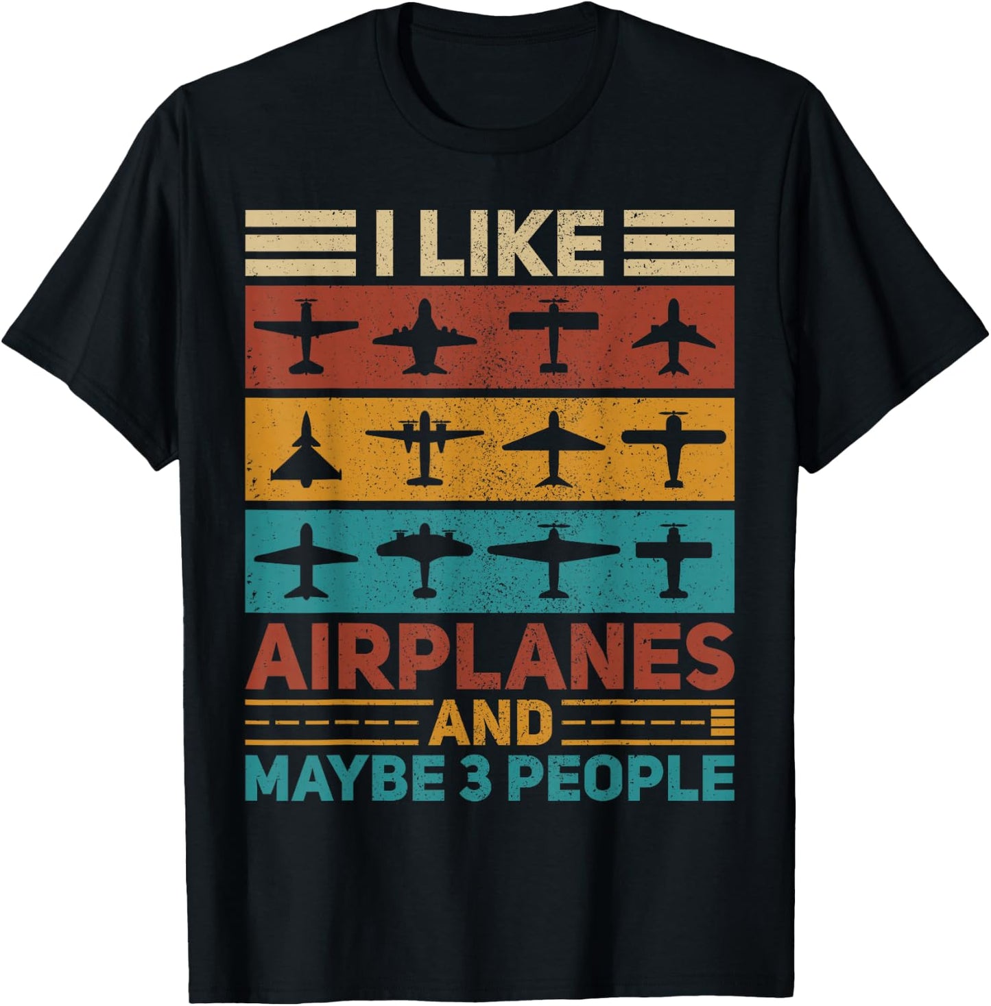 Vintage Airplanes Funny Pilot Plane Aviation Retro Airplane T-Shirt - T-Shirt | Black