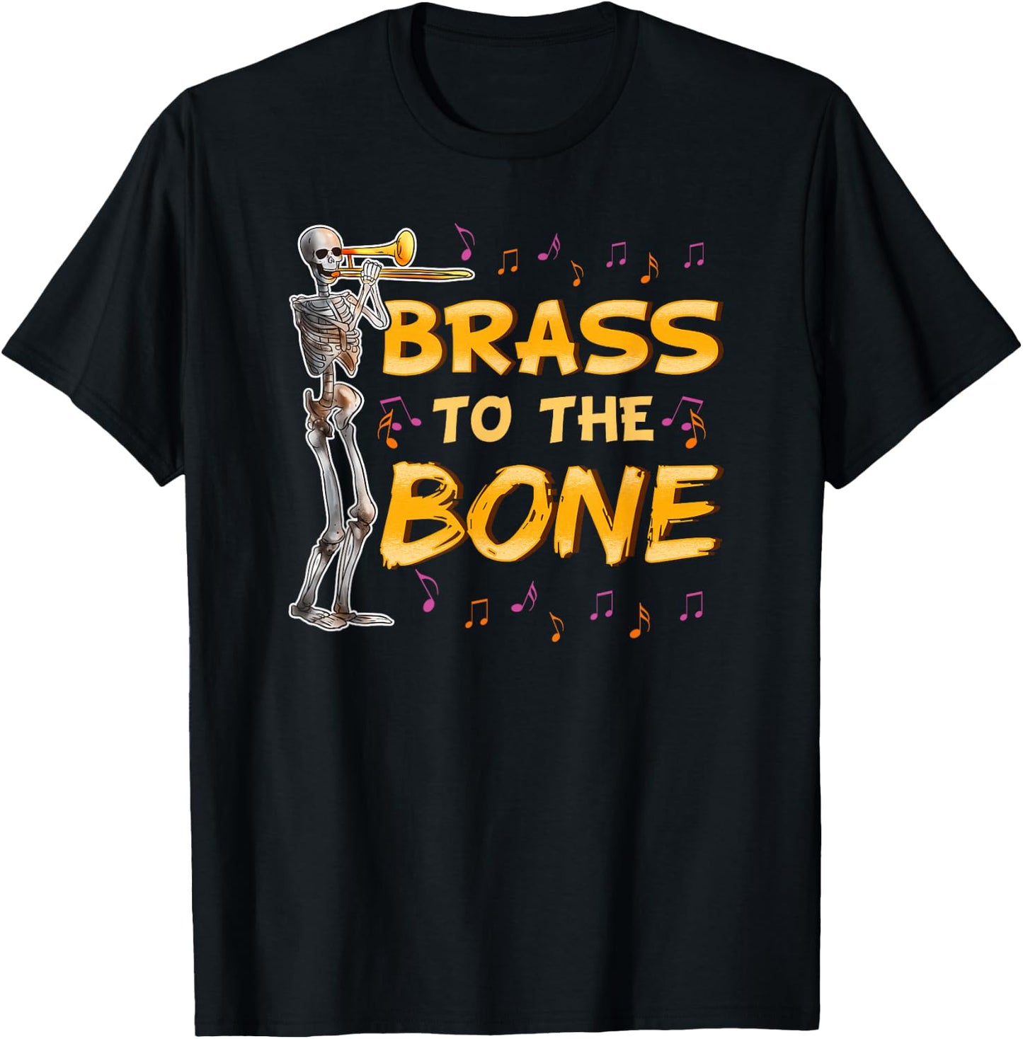 Trombone Shirt Funny Men Women Youth Skeleton Trombonist T-Shirt - T-Shirt | Black