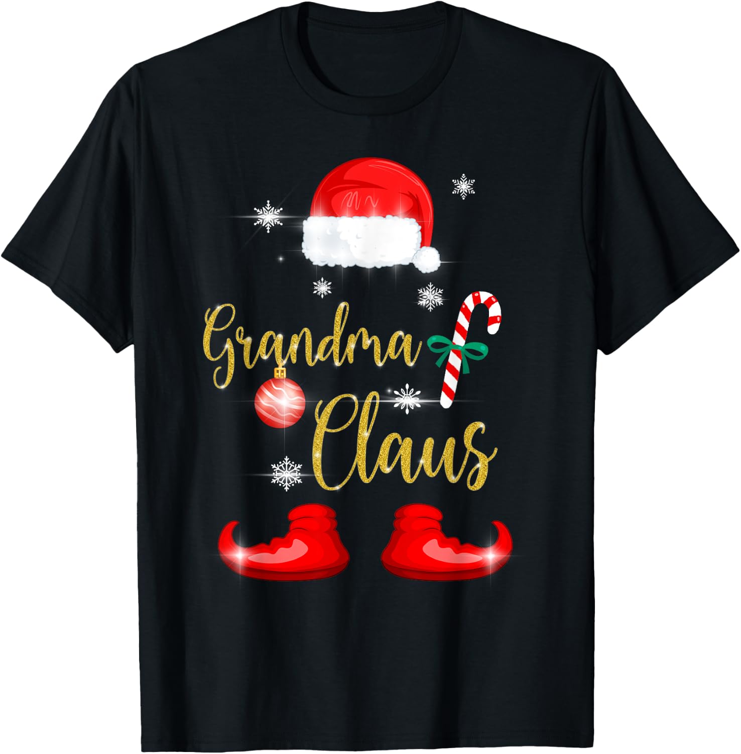 Grandma Santa Claus Funny Family Christmas Pjs for Granny T-Shirt - T-Shirt | Black