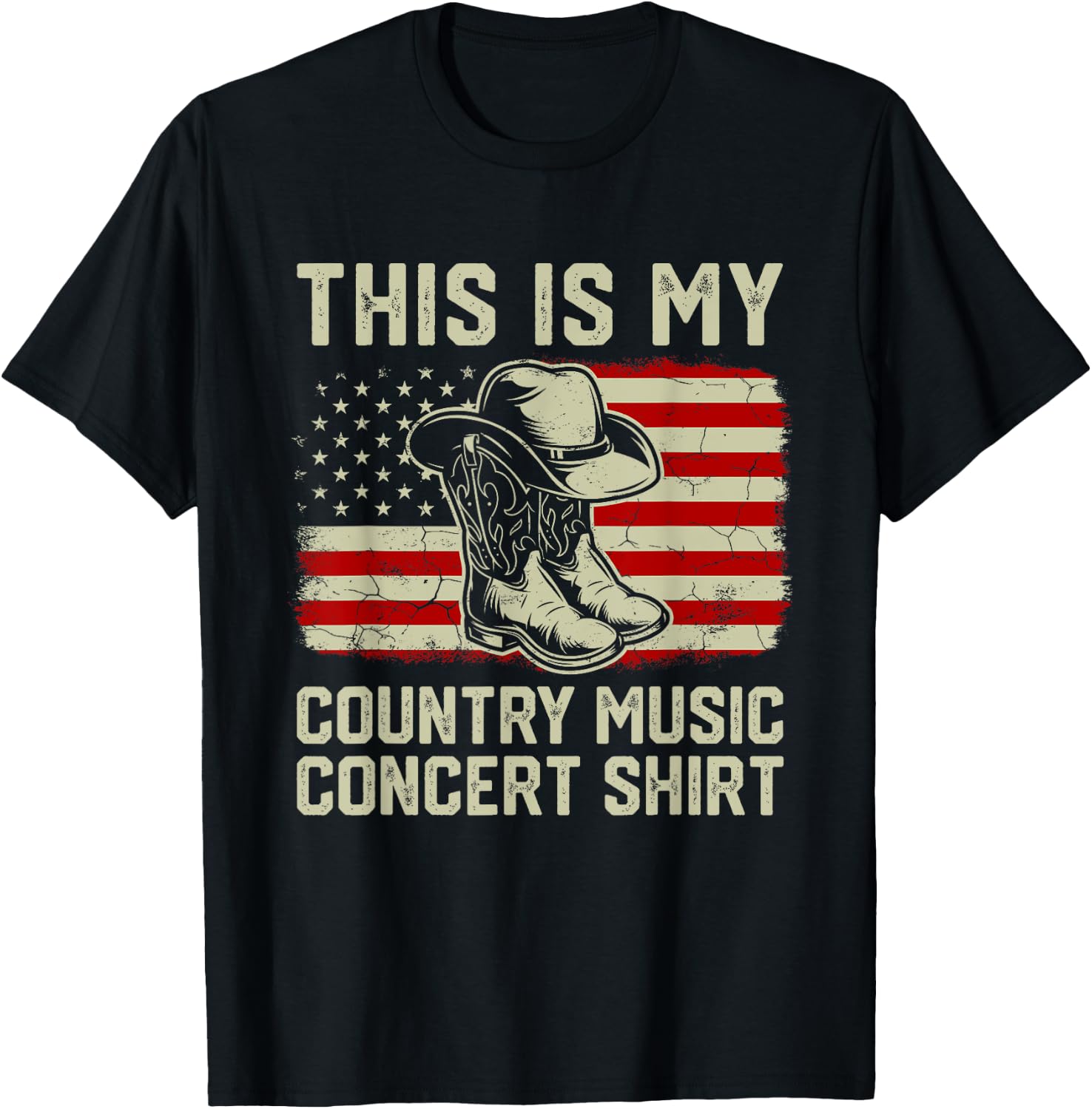 Cowboy Boots Hat This Is My Country Music Concert Shirt T-Shirt - T-Shirt | Black
