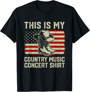 Cowboy Boots Hat This Is My Country Music Concert Shirt T-Shirt - T-Shirt | Black