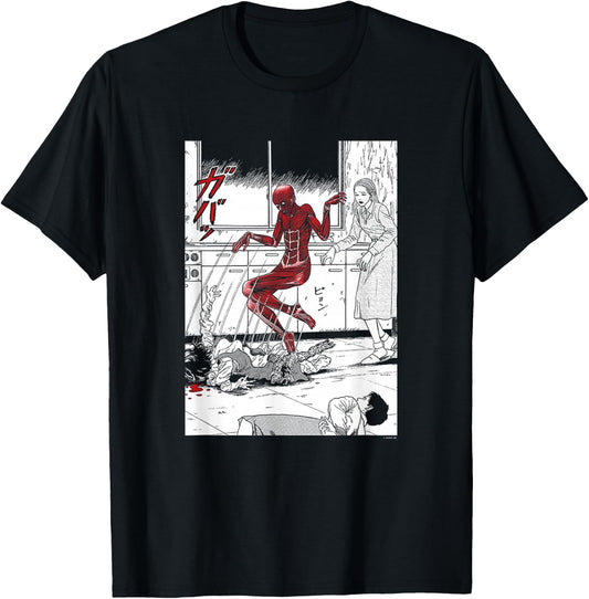 Junji Ito Popping Out of Skin Black, White, & Red T-Shirt - T-Shirt | Black