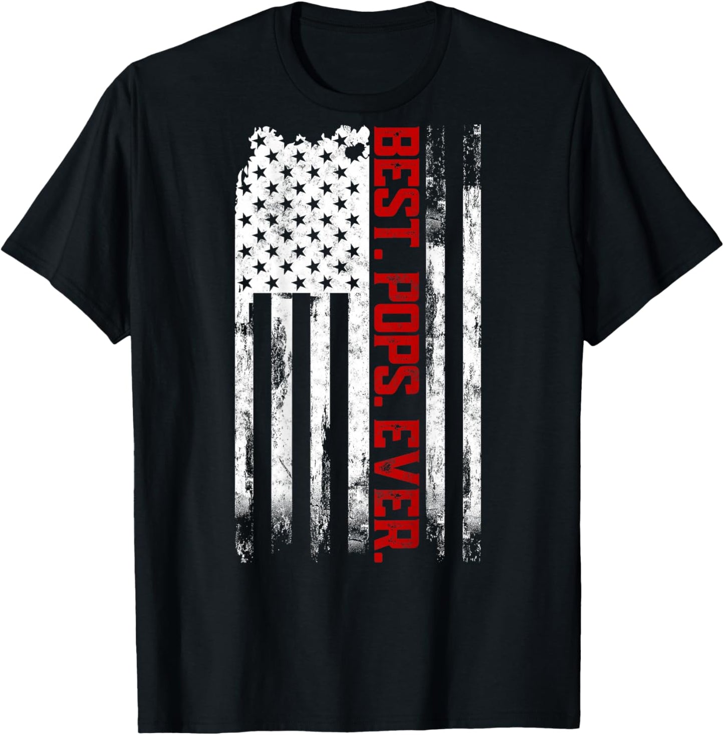 Best Pops Ever American USA flag Father’s Day Gift Pops T-Shirt - T-Shirt | Black