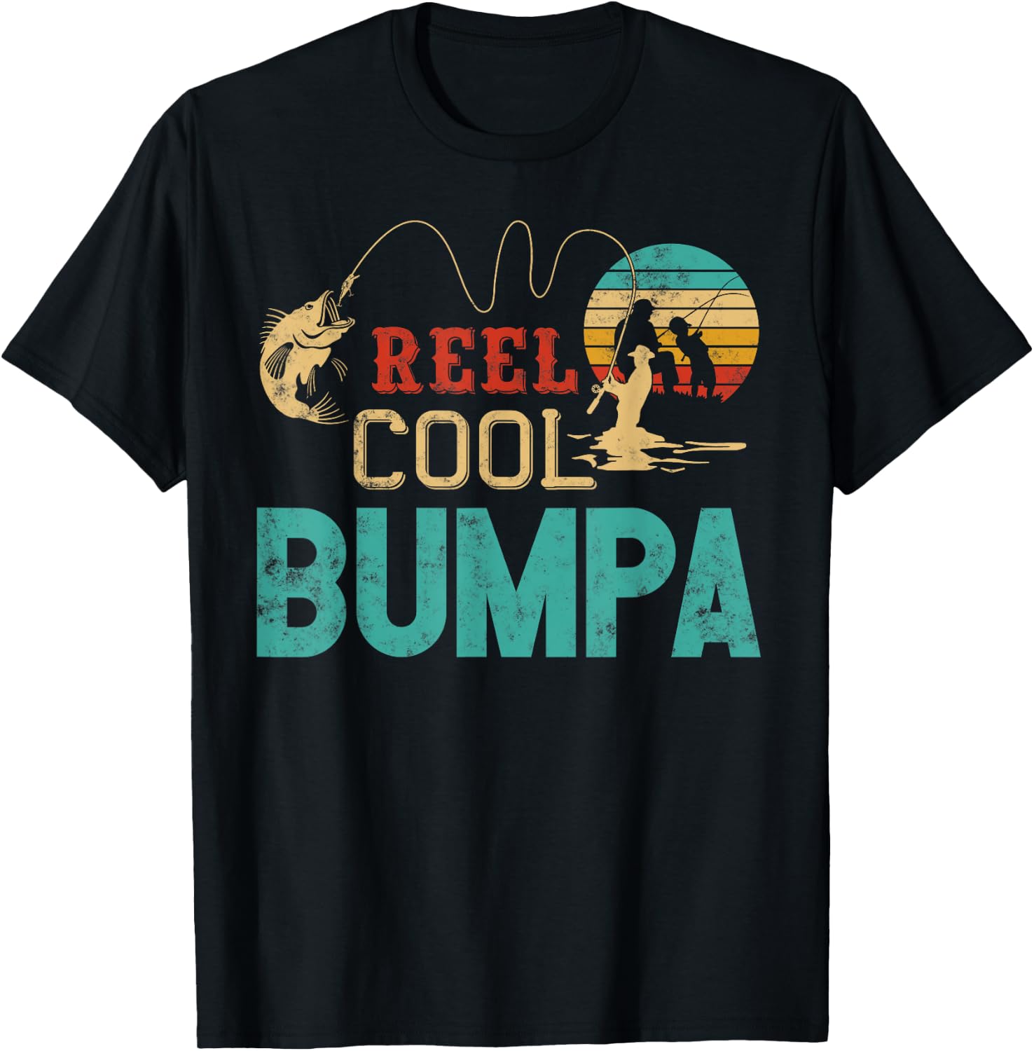 Reel Cool Bumpa vintage funny fishing rod gifts for Bumpa T-Shirt - T-Shirt | Black