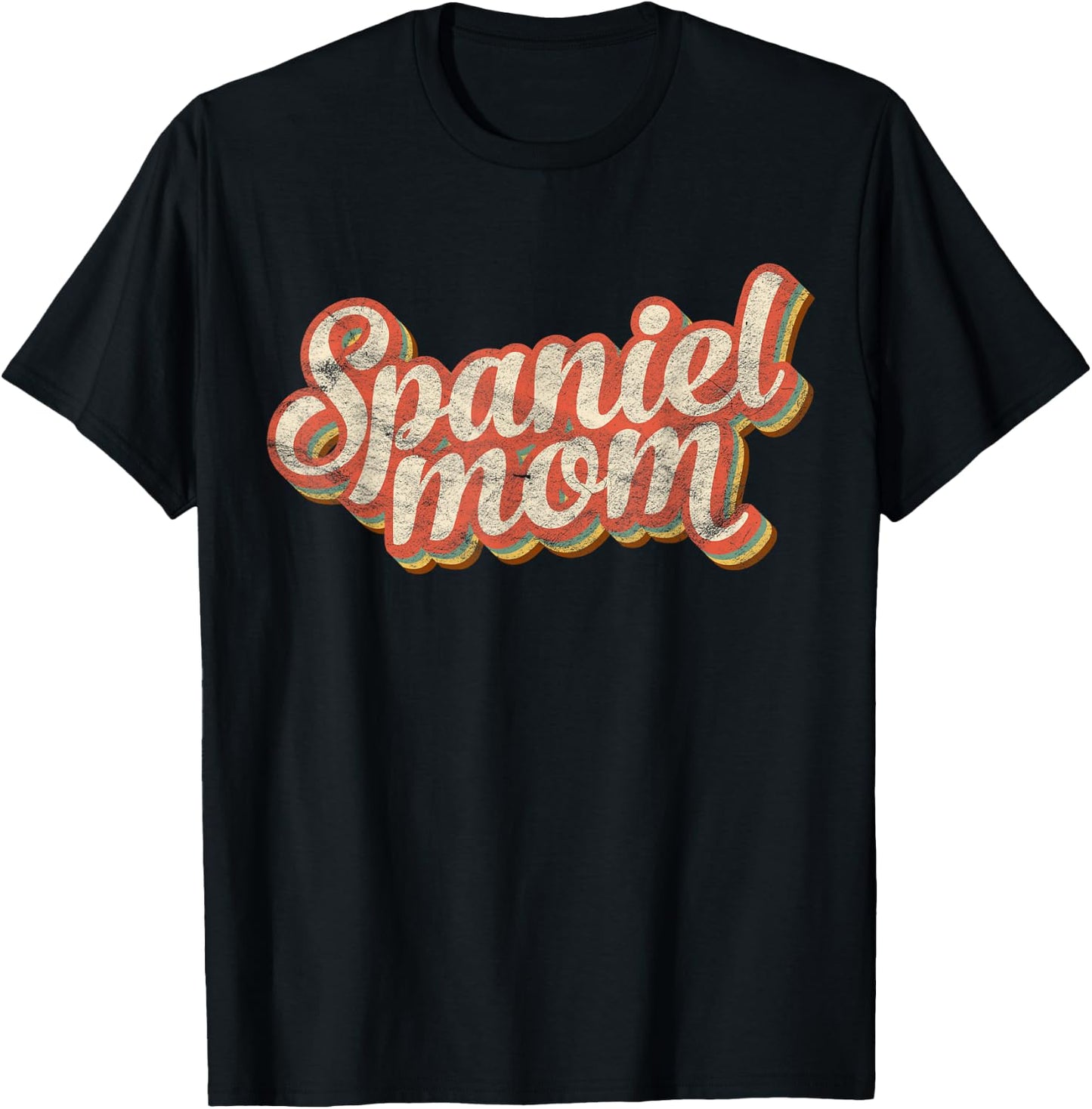 Vintage Spaniel Mom Dog Lover Pet English Cocker Mama T-Shirt - T-Shirt | Black