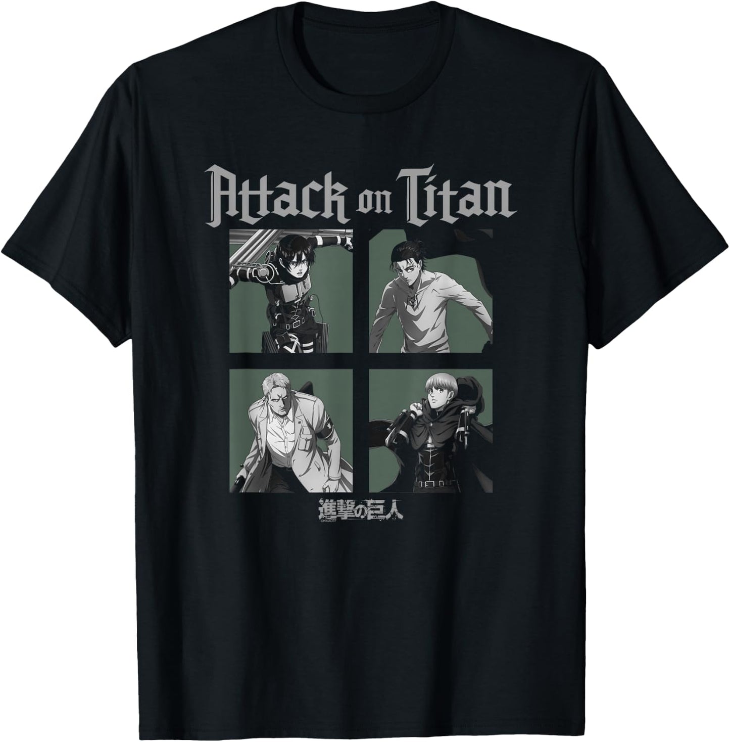 Attack on Titan Season 4 Character Portrait Squares Anime T-Shirt - T-Shirt | Black