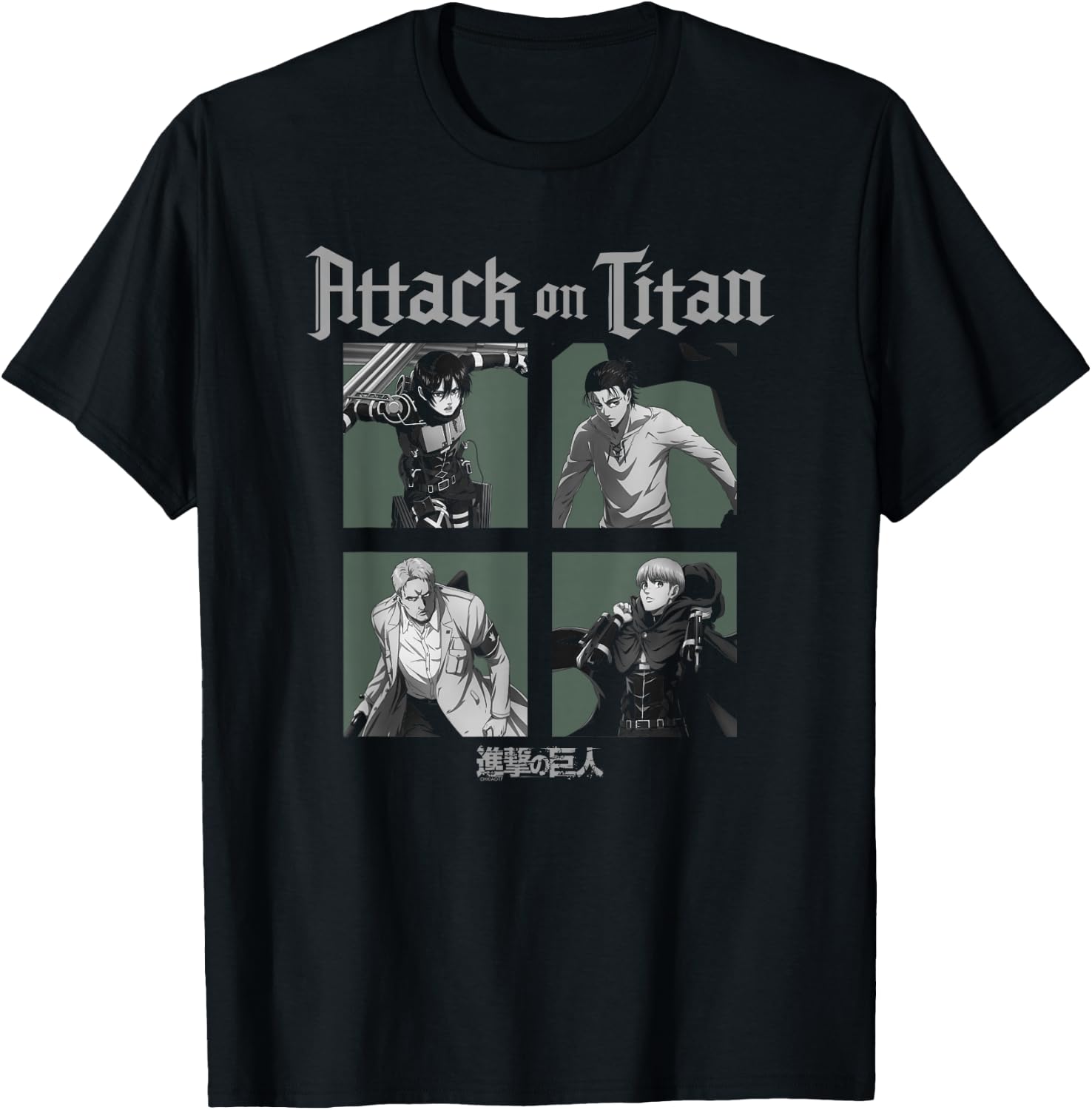 Attack on Titan Season 4 Character Portrait Squares Anime T-Shirt - T-Shirt | Black