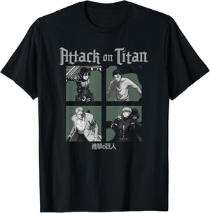Attack on Titan Season 4 Character Portrait Squares Anime T-Shirt - T-Shirt | Black