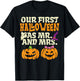 Our First Halloween As Mr And Mrs Halloween Couples Engaged T-Shirt - T-Shirt | Black