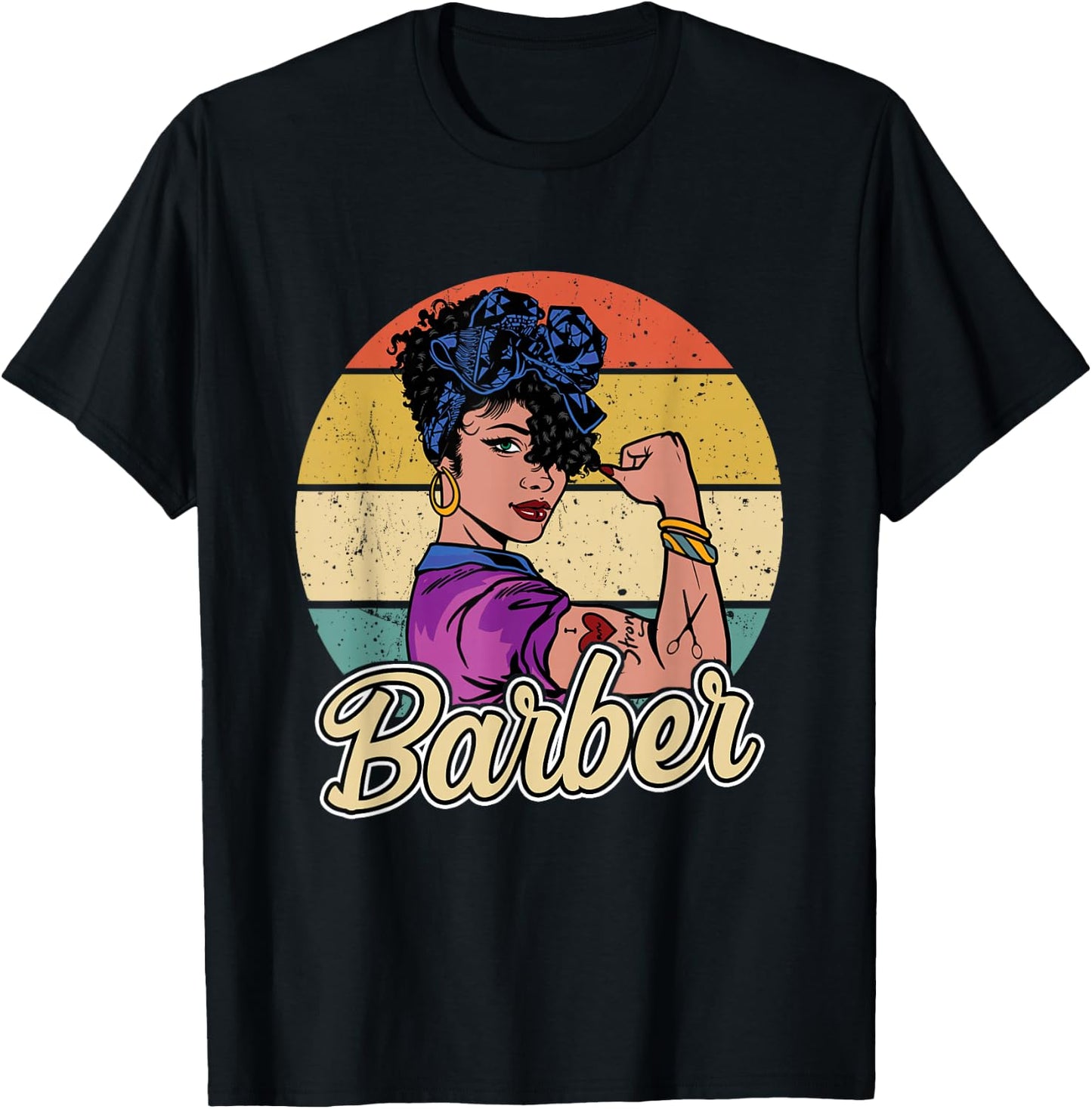 Barber Girl Vintage Barber Gift T-Shirt - T-Shirt | Black