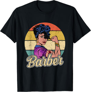 Barber Girl Vintage Barber Gift T-Shirt - T-Shirt | Black