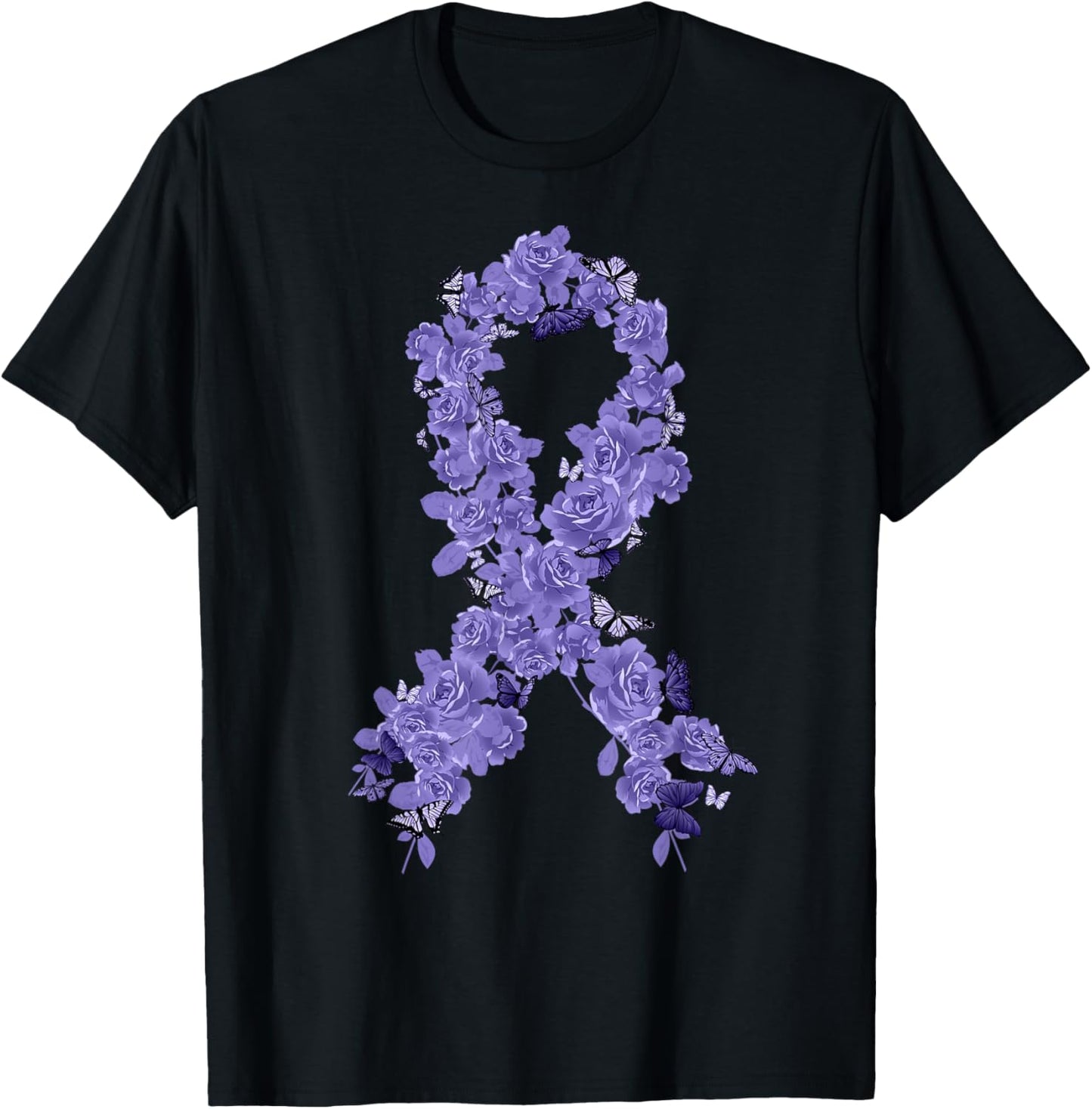 Violet Ribbon Hodgkin Lymphoma Awareness T-Shirt - T-Shirt | Black