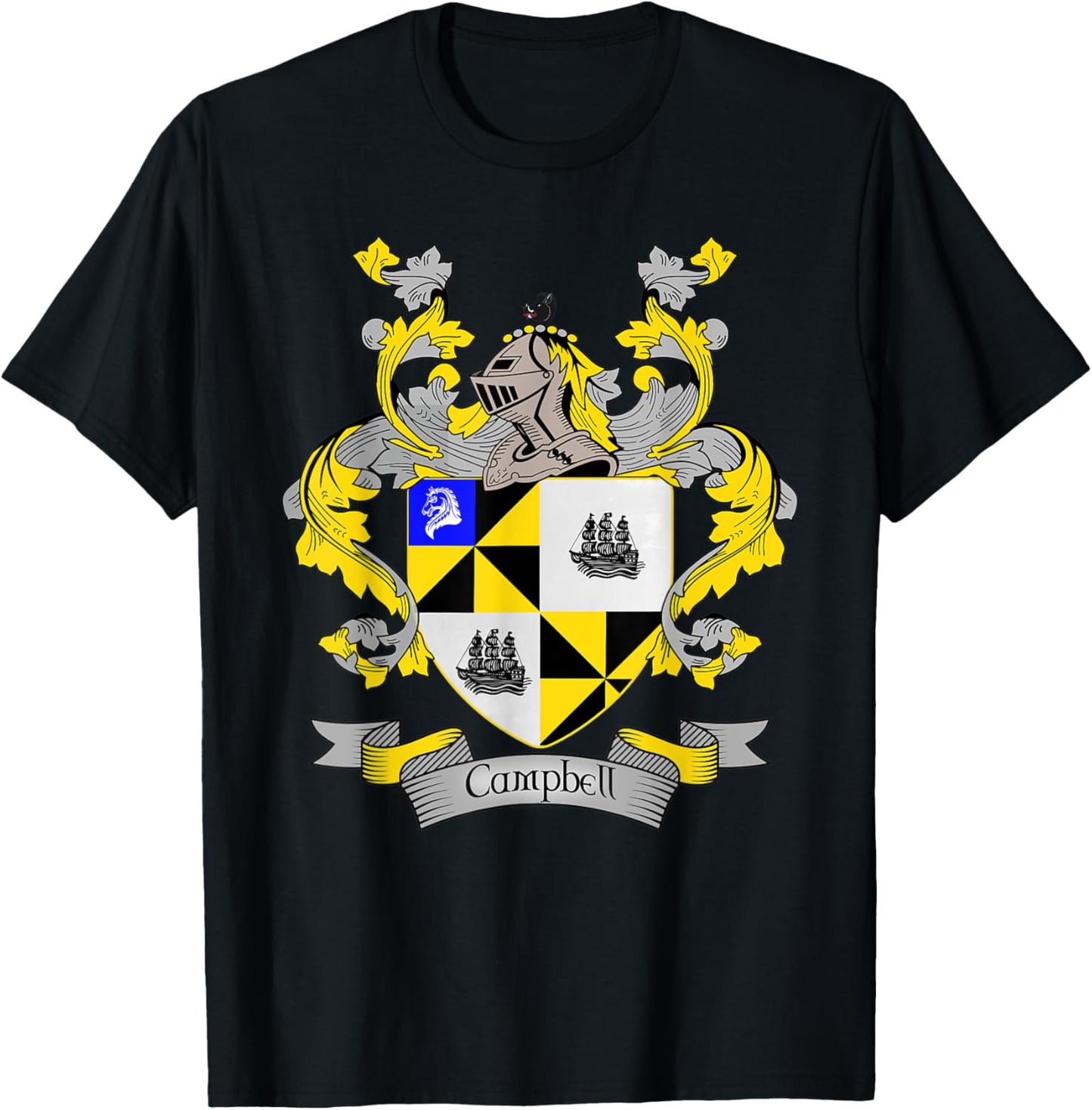 Campbell Coat of Arms | Campbell Surname Family Crest T-Shirt - T-Shirt | Black