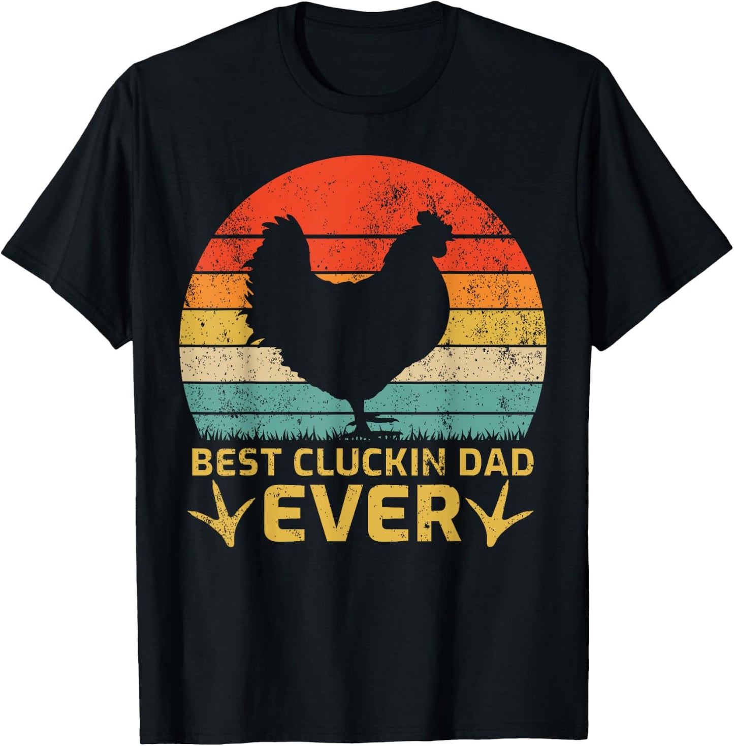 Vintage Best Cluckin Dad Ever Funny Chicken Dad Father's Day T-Shirt - T-Shirt | Black