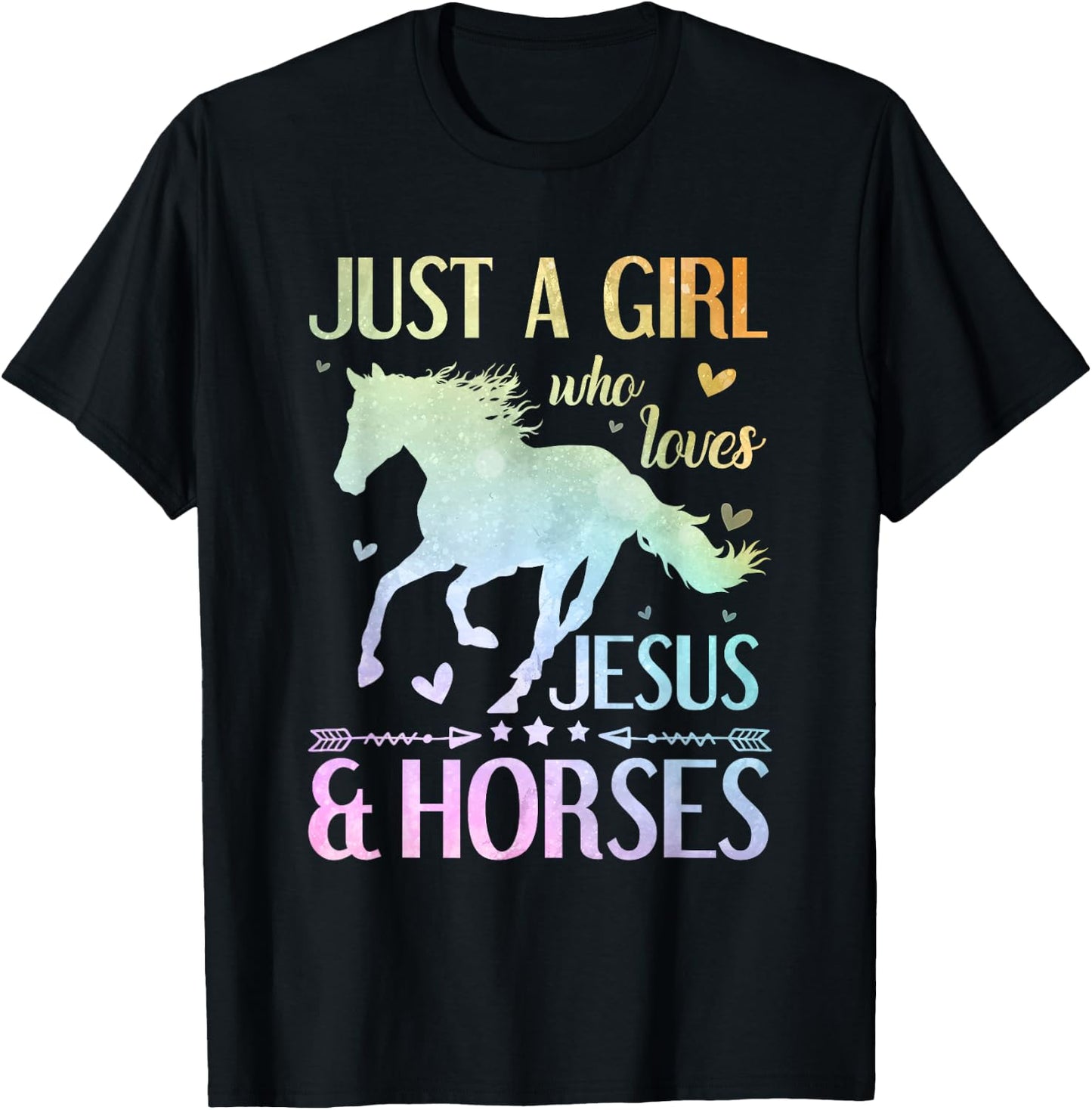 Jesus And Horses, Horse Gifts For Girls, Women T-Shirt - T-Shirt | Black