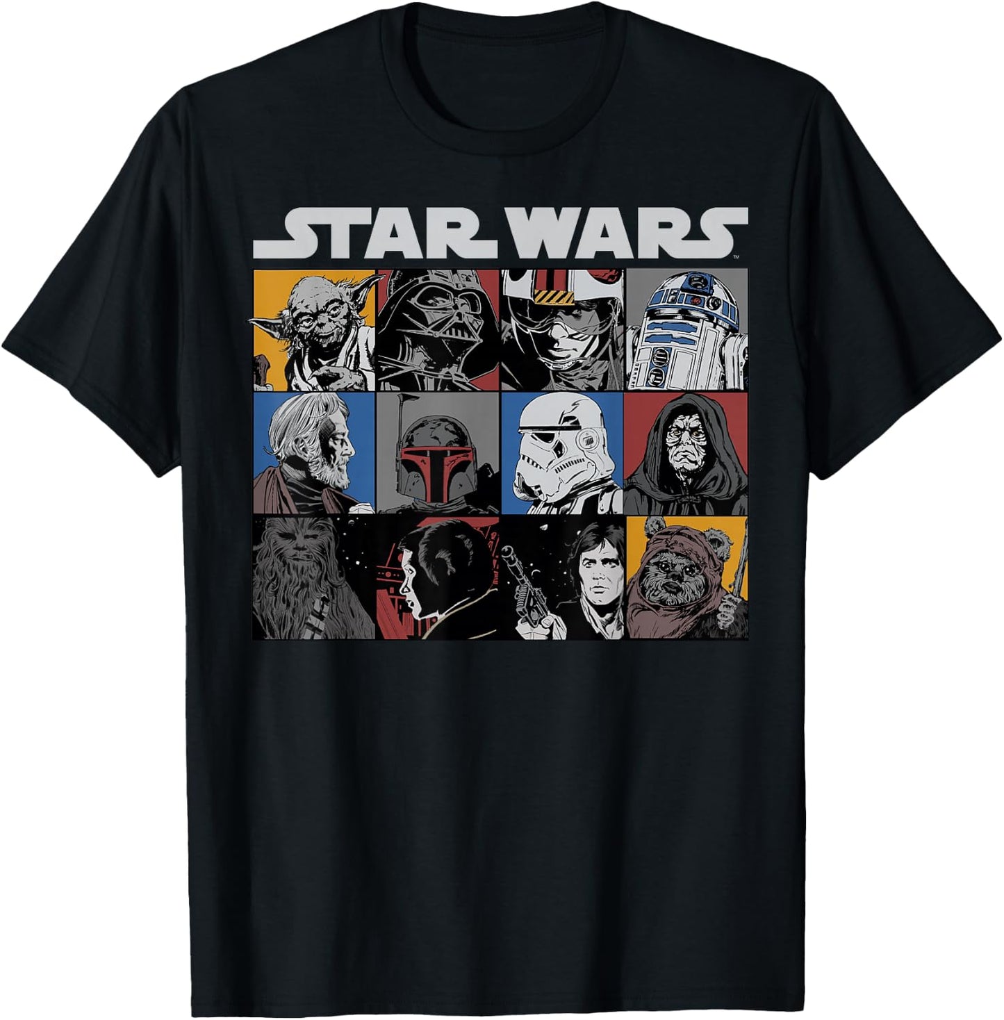 Star Wars Comic Style Character Boxes T-Shirt - T-Shirt | Black