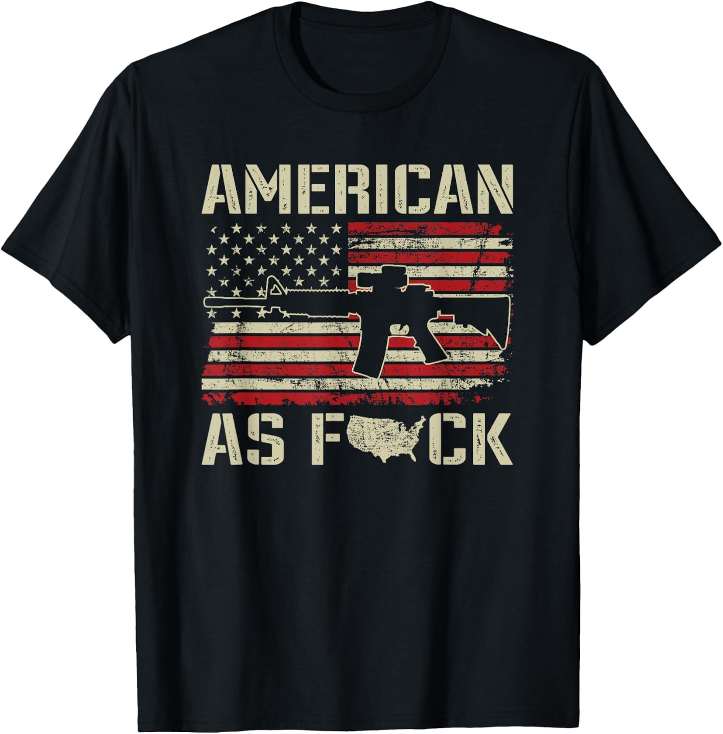 American As F#CK - AR15 Rifle Patriotic Pro Gun Rights USA Men T-Shirt - T-Shirt | Black