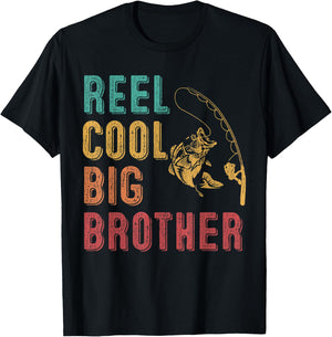 Reel Cool Big Brother Funny Matching Family Fishing Vacation T-Shirt - T-Shirt | Black