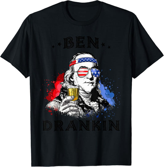 ben drankin 4th of july USA flag Women gift T-Shirt - T-Shirt | Black