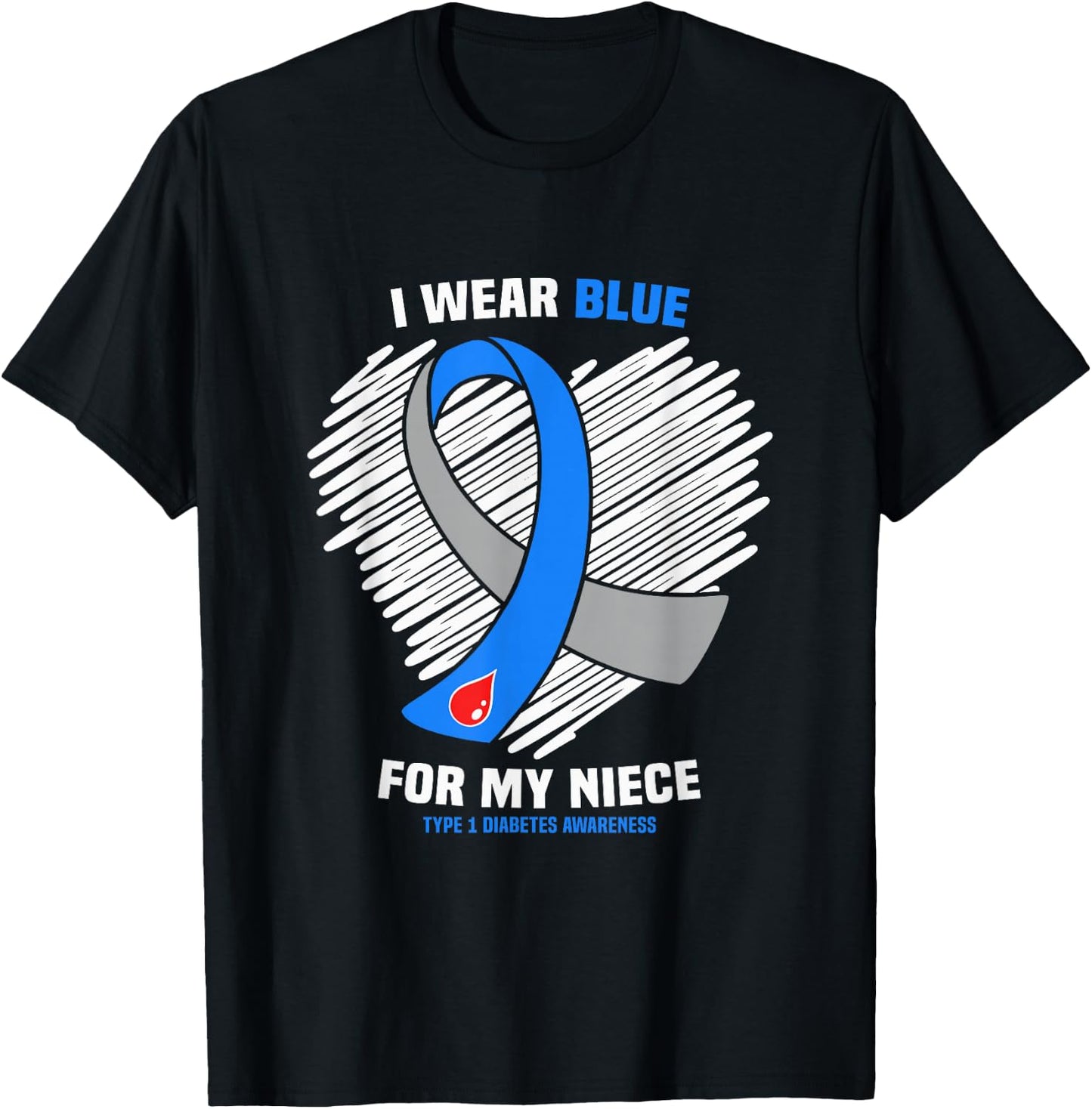 I Wear Blue For My Niece Type 1 Diabetes Awareness T-Shirt - T-Shirt | Black