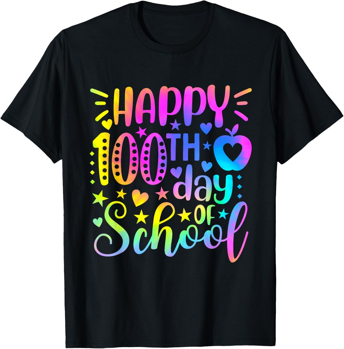 Happy 100th Day Of School Tie Dye 100 Days Smarter Students T-Shirt - T-Shirt | Black