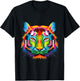 Bengal Tiger Pop Art Portrait For Colorful Tiger Lovers T-Shirt - T-Shirt | Black