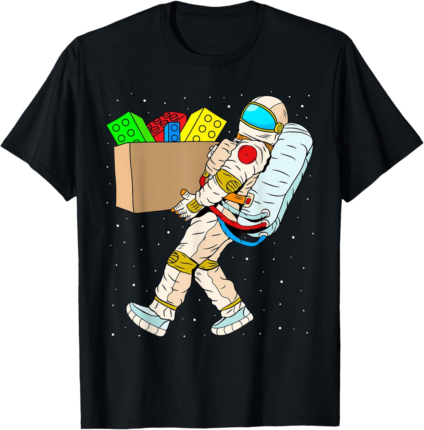 Space Astronaut Master Builder Boys Kids Building Blocks T-Shirt - T-Shirt | Black