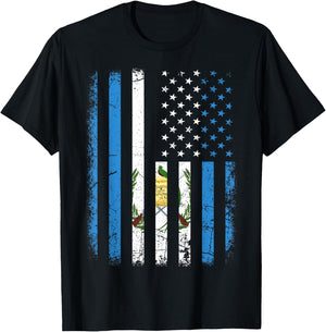 Guatemalan American Flag Guatemalan Roots Guatemala America T-Shirt - T-Shirt | Black
