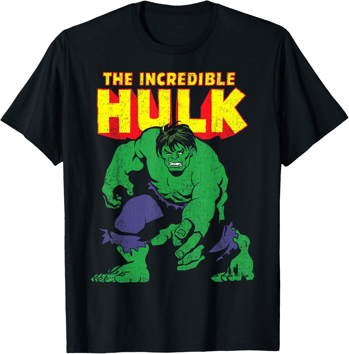Marvel Classic The Incredible Hulk Distressed Portrait Small T-Shirt - T-Shirt | Black