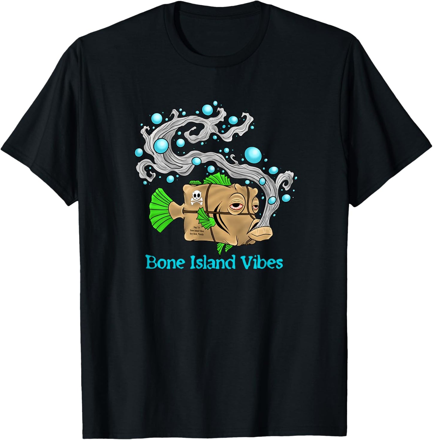 Bone Island Vibes Square Grouper T-Shirt - T-Shirt | Black