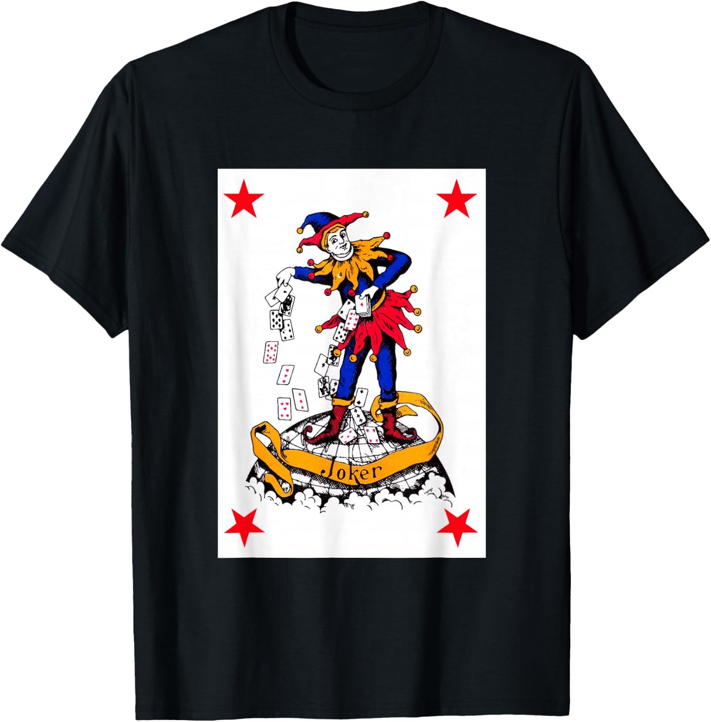 Joker Playing Card Vintage Red Clown Poker Costume T-Shirt - T-Shirt | Black