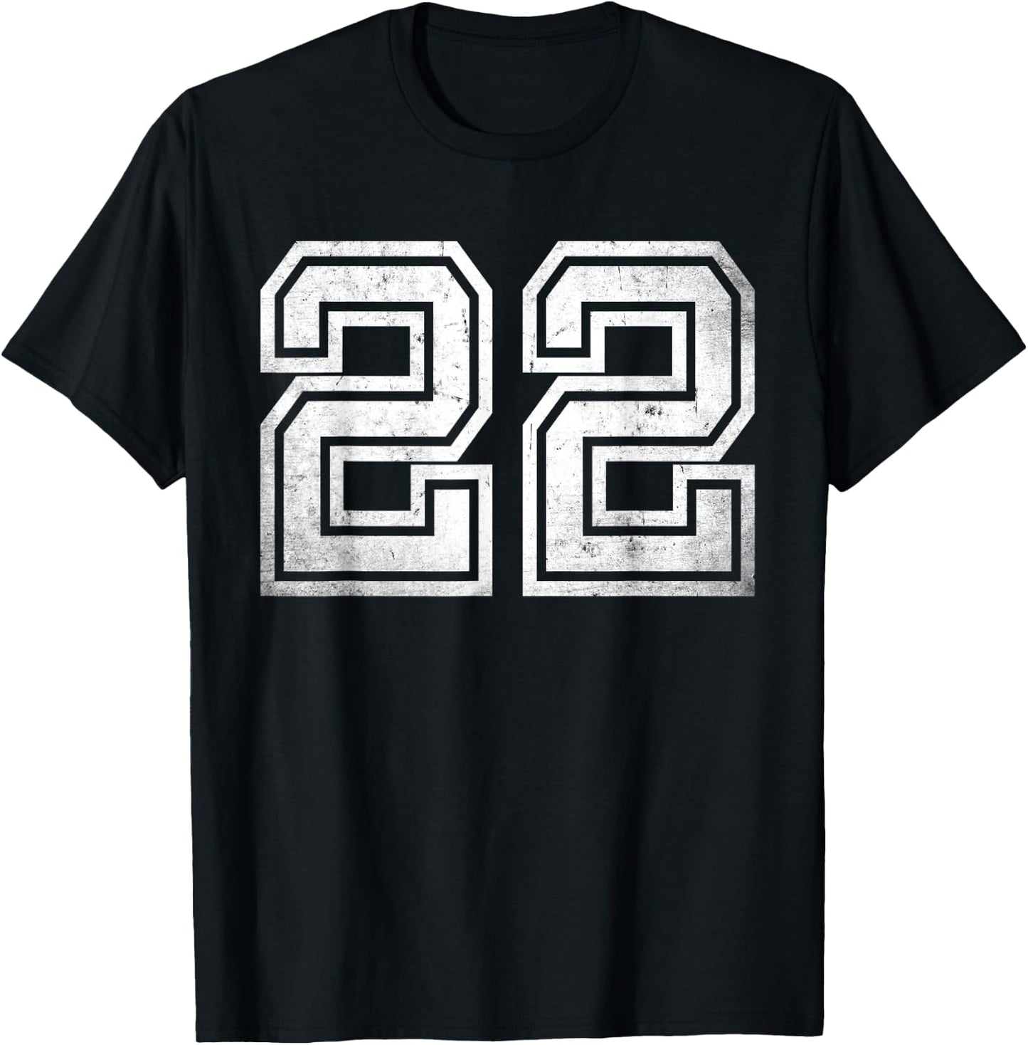 Distressed Number #22 Sport White Varsity Number T-Shirt - T-Shirt | Black