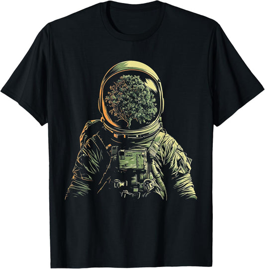 Astronaut Tree Art Space Nature Astronaut T-Shirt - T-Shirt | Black