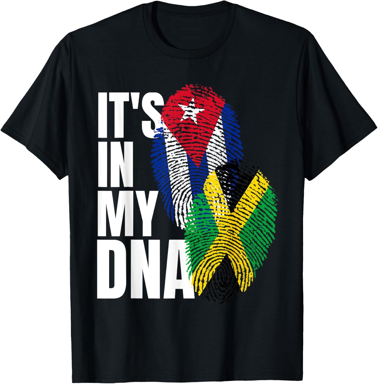 Jamaican And Cuban Mix DNA Heritage Flag T-Shirt - T-Shirt | Black