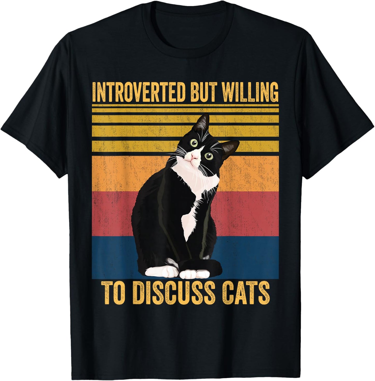 Introverted But Willing To Discuss Cats - Introverted Cat T-Shirt - T-Shirt | Black