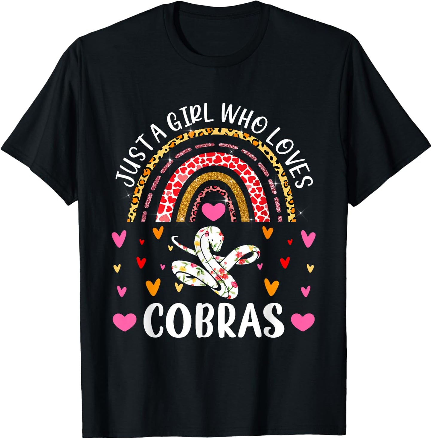 Just A Girl Who Loves Cobras Rainbow Cobra Lover T-Shirt - T-Shirt | Black