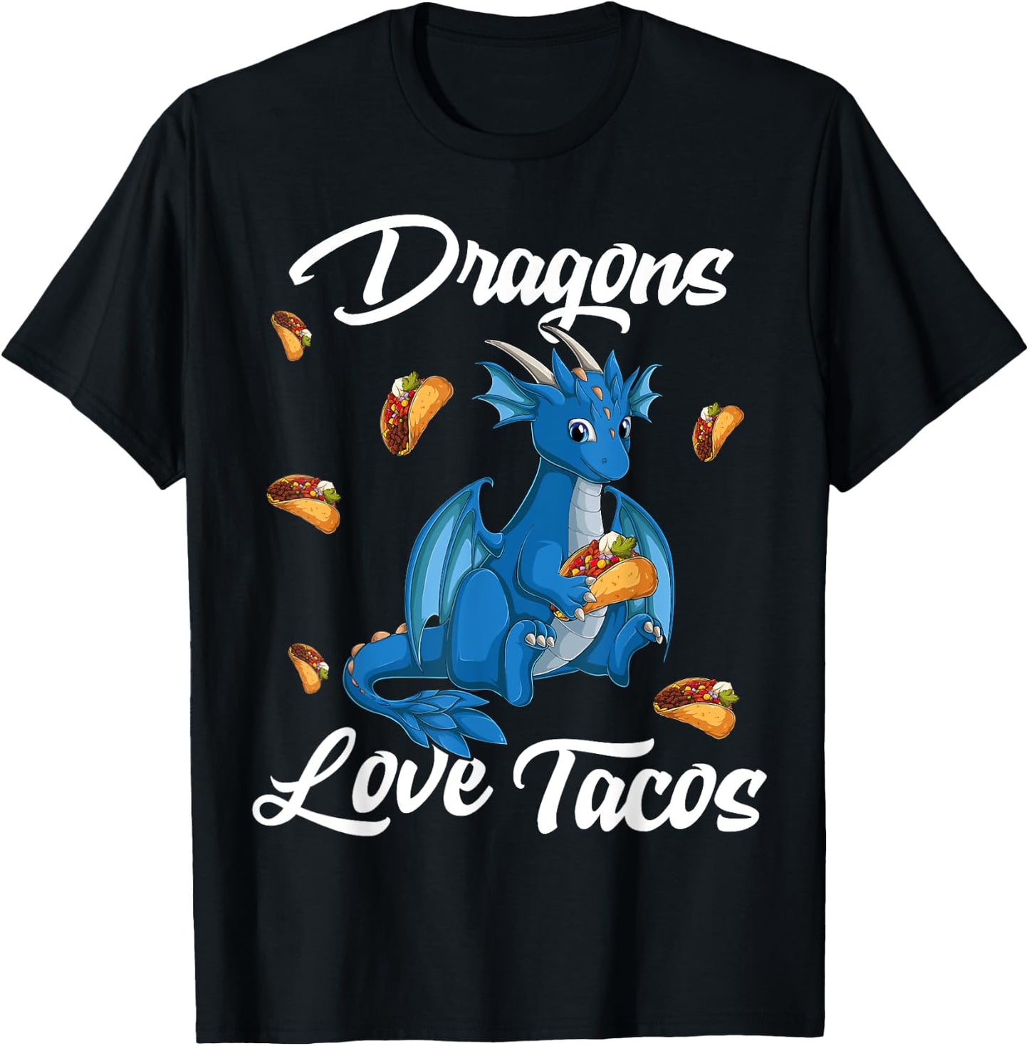 Dragons Love Tacos Mexican Food For Kids boys girls pjs T-Shirt - T-Shirt | Black