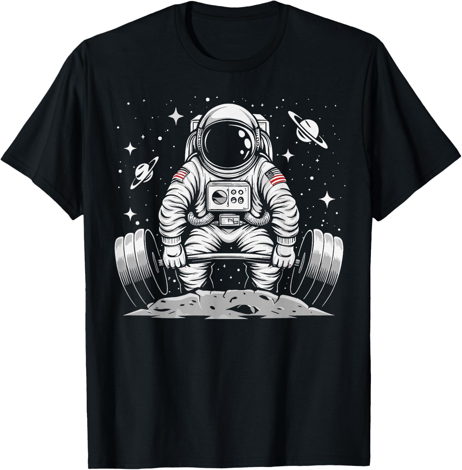 Fitness Planet Astronaut Space Astronaut Weightlifting T-Shirt - T-Shirt | Black
