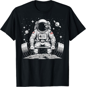 Fitness Planet Astronaut Space Astronaut Weightlifting T-Shirt - T-Shirt | Black