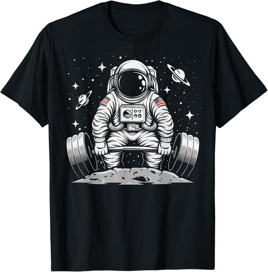 Fitness Planet Astronaut Space Astronaut Weightlifting T-Shirt - T-Shirt | Black