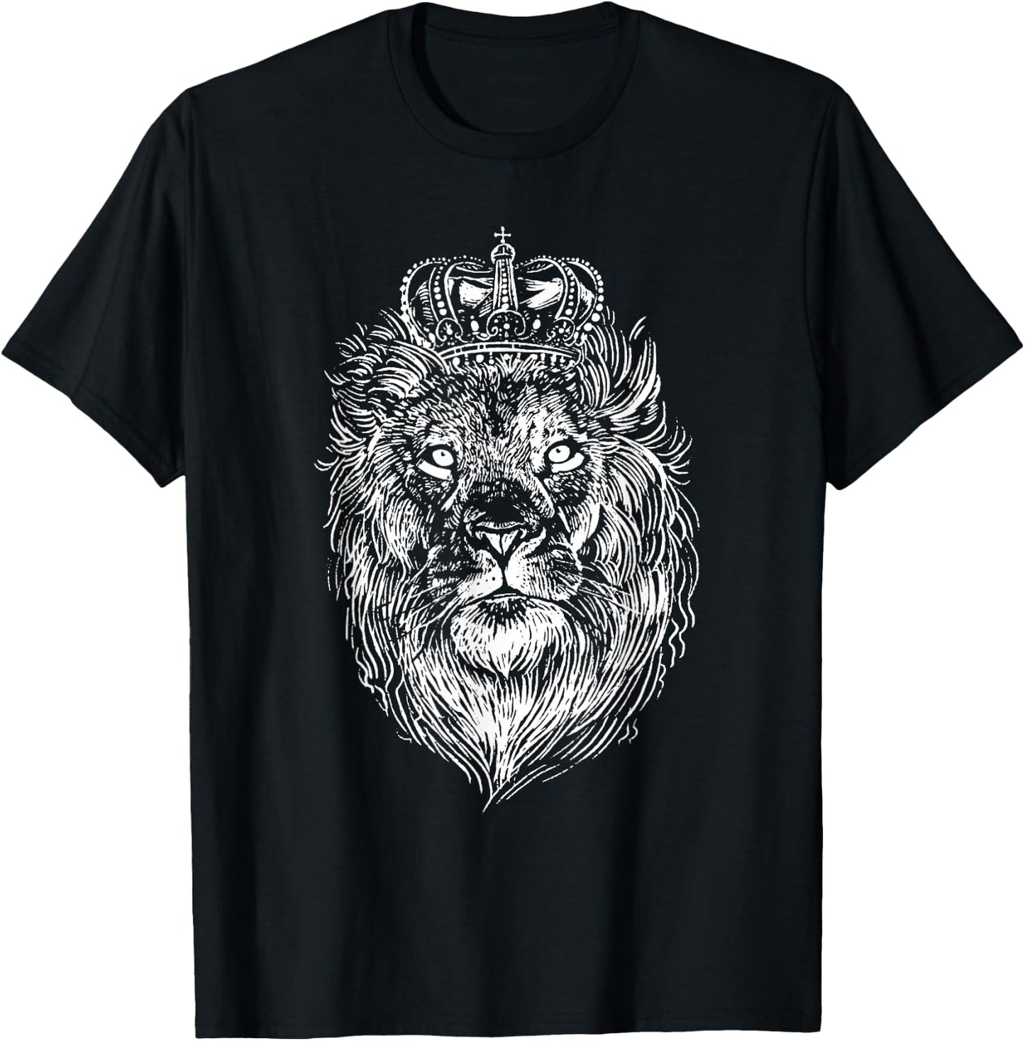 Lion with crown, hand-drawn T-Shirt - T-Shirt | Black