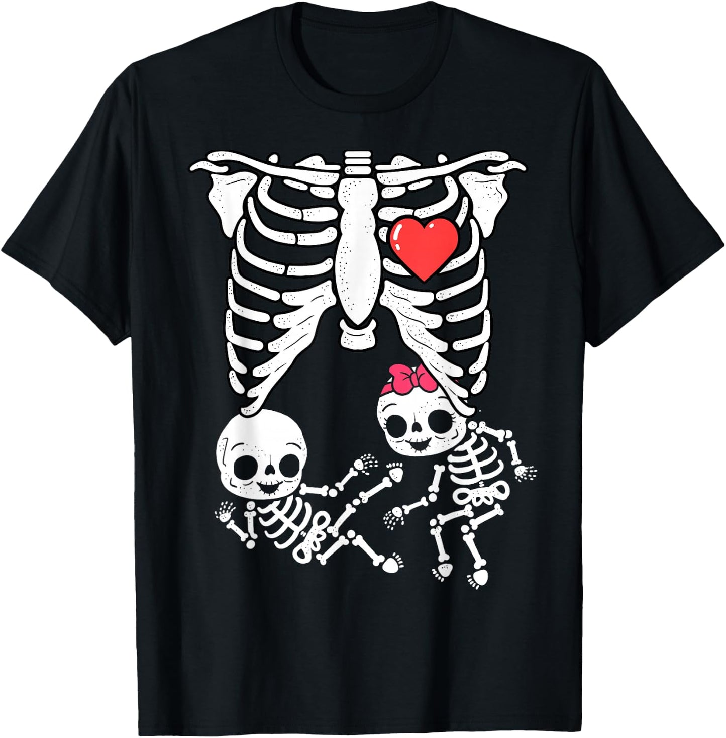 Skeleton Pregnancy Announcement Shirt Boy Girl Twins Xray T-Shirt - T-Shirt | Black