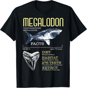 Megalodon Shirt Meg Facts Funny Shark Lover T-Shirt - T-Shirt | Black