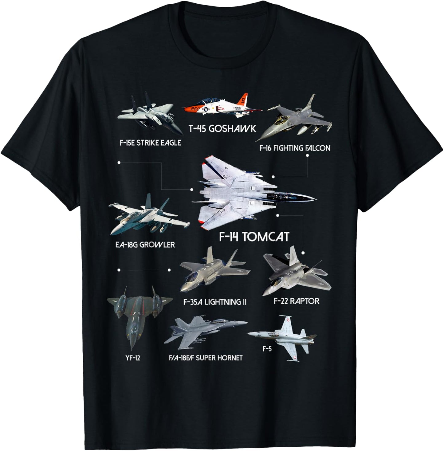 American Fighters Jets Funny Plane Aviation Enthusiasts T-Shirt - T-Shirt | Black