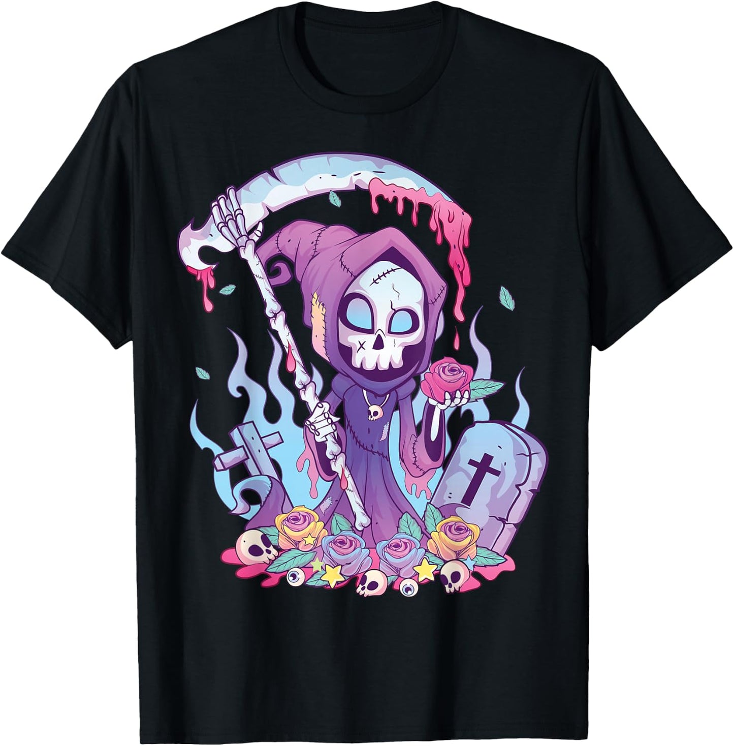 Pastel Goth Creepy Death Grim Reaper Kawaii Occult Menhera Small T-Shirt - T-Shirt | Black