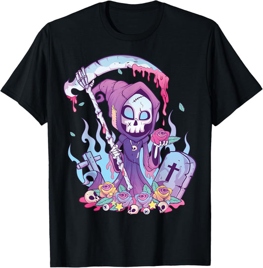 Pastel Goth Creepy Death Grim Reaper Kawaii Occult Menhera Small T-Shirt - T-Shirt | Black