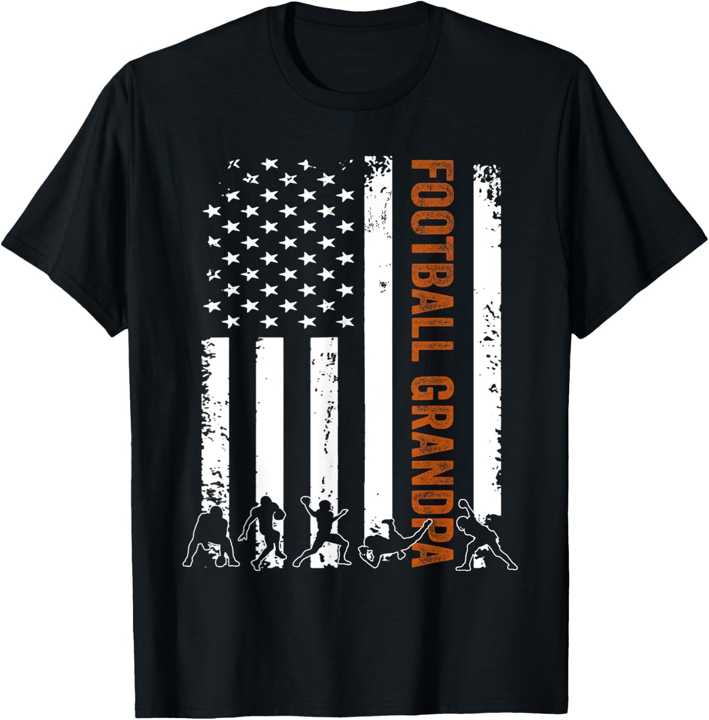 Football Grandpa Flag USA Gift Football Grandpa T-Shirt - T-Shirt | Black