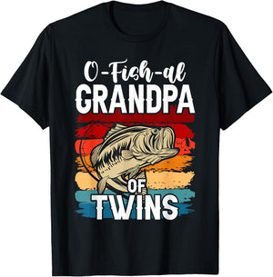 O Fish Al Grandpa Twins Baby Announcement Fishing Fisherman T-Shirt - T-Shirt | Black